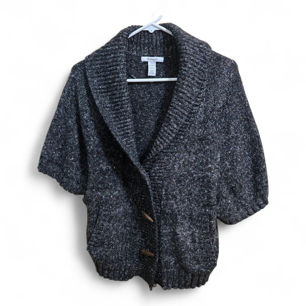 Style&co Women's Button‎ Up Sweater  Size Grey Large Career Casual